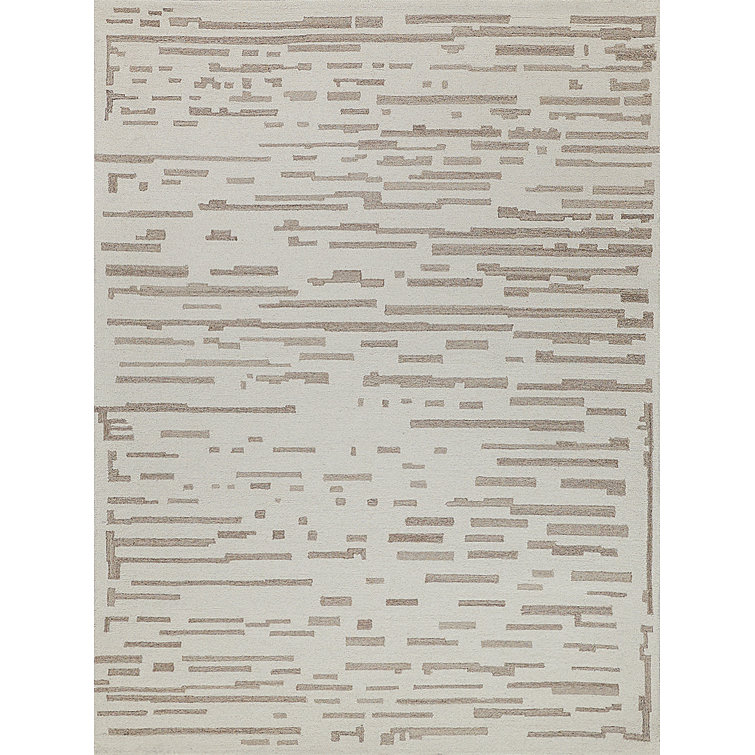 Ivory and Beige Hand-Tufted Wool 10' x 14' Rug