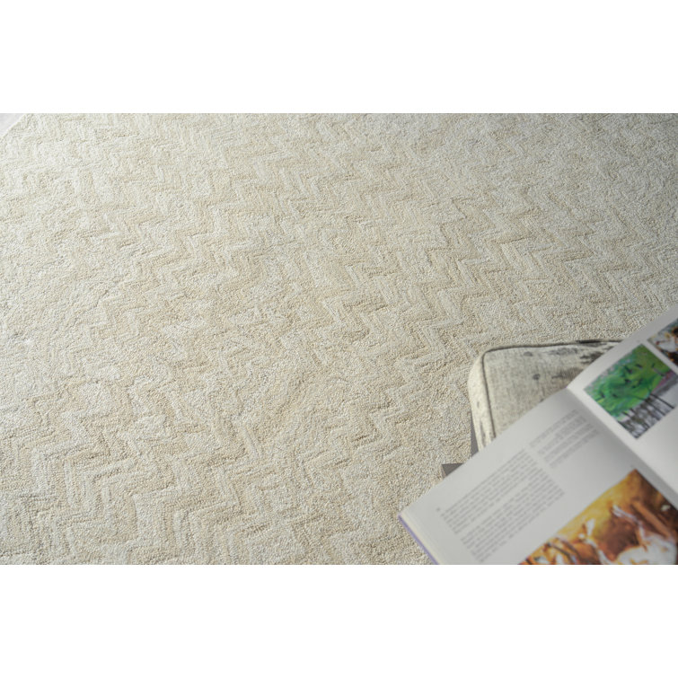 Beige Hand-Tufted Wool 8' x 10' Rectangular Area Rug