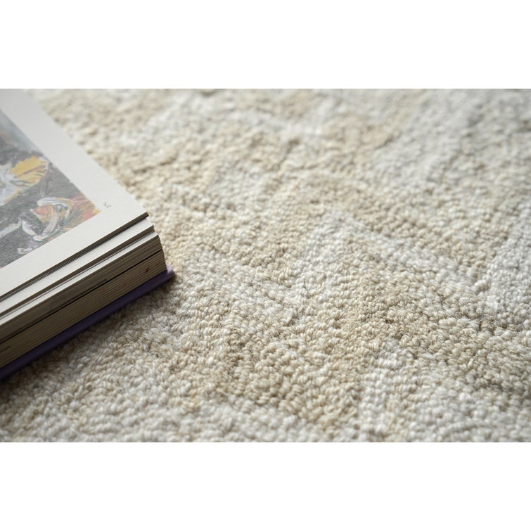 Beige Hand-Tufted Wool 8' x 10' Rectangular Area Rug