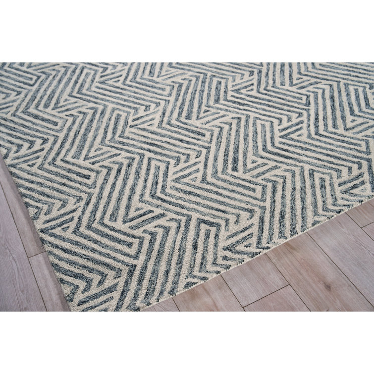 Gray and Beige Handmade Wool Rectangular Area Rug