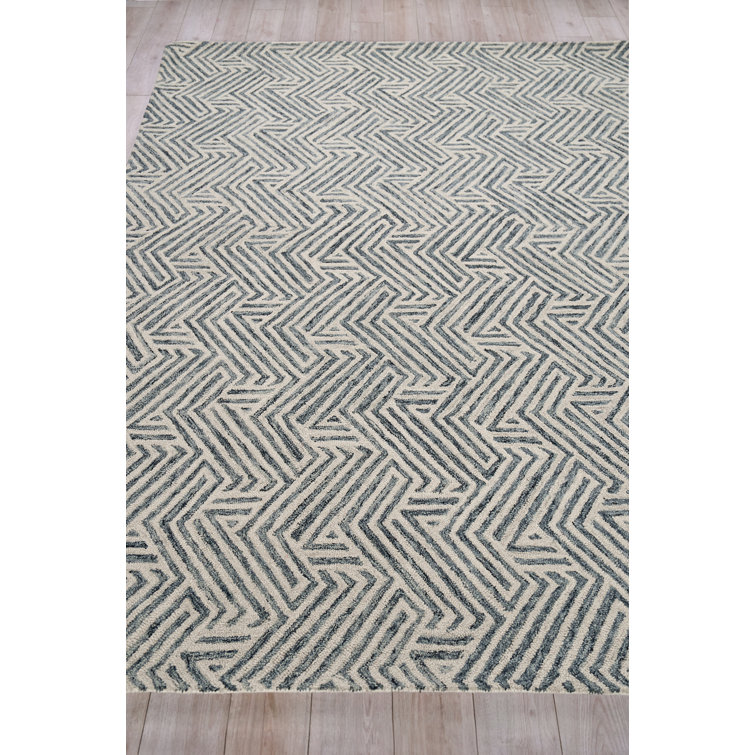Gray and Beige Handmade Wool Rectangular Area Rug