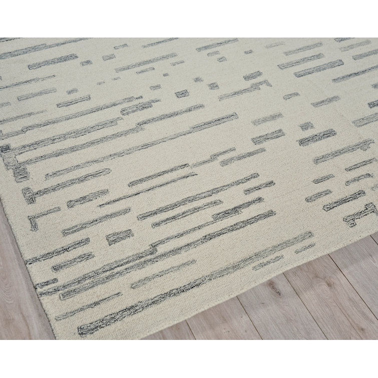 Ivory and Gray Hand-Tufted Wool Rectangular Area Rug, 12' x 15'