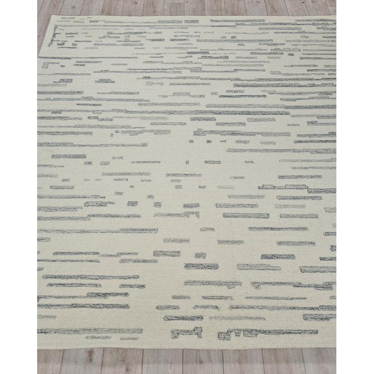 Ivory and Gray Hand-Tufted Wool Rectangular Area Rug, 12' x 15'
