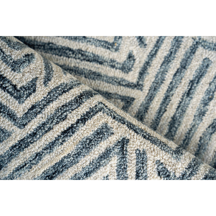 Gray and Beige Handmade Wool Rectangular Area Rug