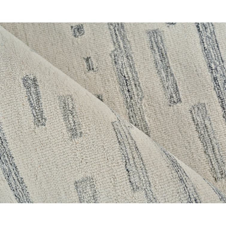 Ivory and Gray Hand-Tufted Wool Rectangular Area Rug, 12' x 15'