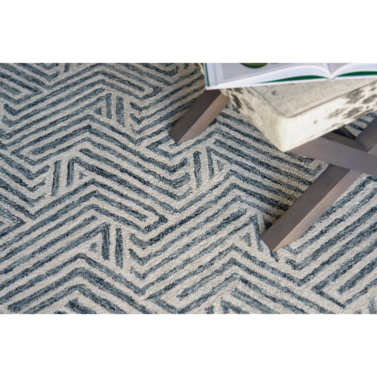 Gray and Beige Handmade Wool Rectangular Area Rug