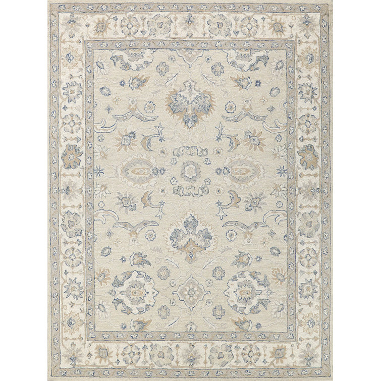 Handmade Ivory Wool Tufted Rectangular Area Rug 12' x 15'