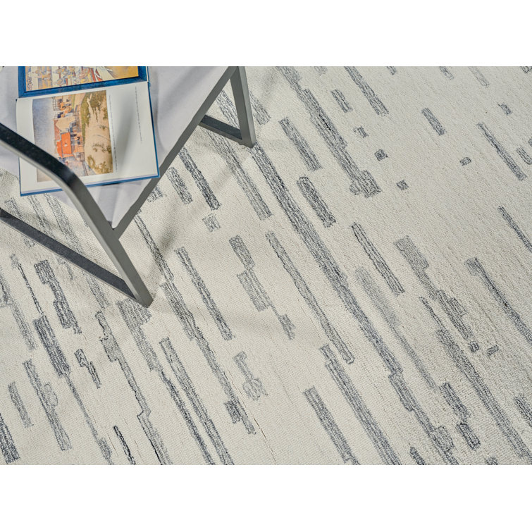 Ivory and Gray Hand-Tufted Wool Rectangular Area Rug, 12' x 15'