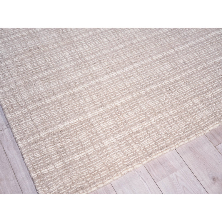 Handmade Ivory Geometric Wool Rectangular 9' x 12' Area Rug