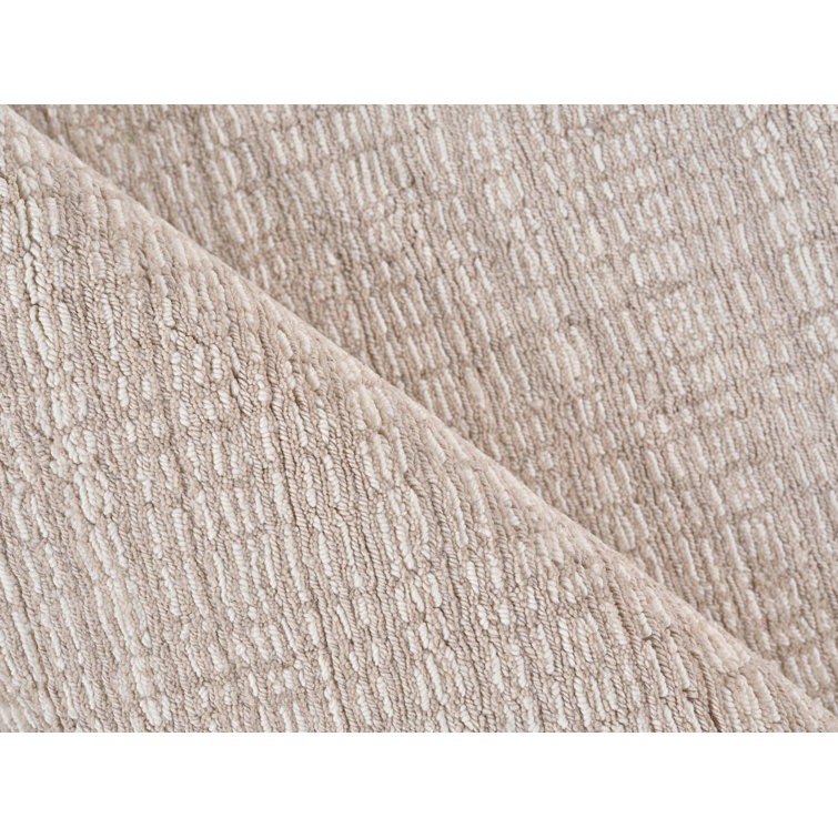 Handmade Ivory Geometric Wool Rectangular 9' x 12' Area Rug