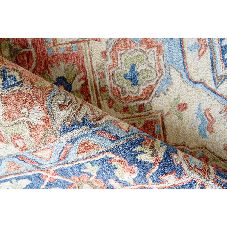 Richmond Serapi Red and Blue Hand-Tufted Wool Rug 5' x 8'