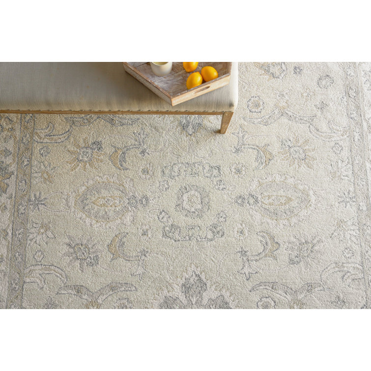 Handmade Ivory Wool Tufted Rectangular Area Rug 12' x 15'