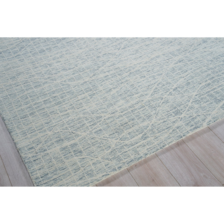 Handmade Geometric Tufted Wool Rectangular Silver Area Rug
