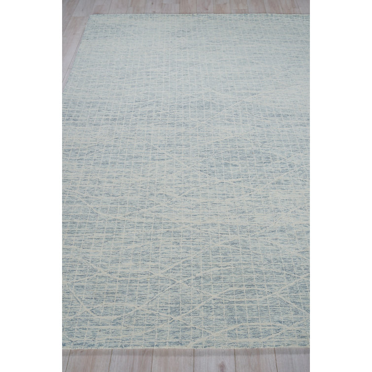 Handmade Geometric Tufted Wool Rectangular Silver Area Rug