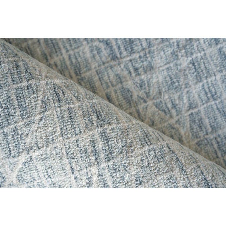Handmade Geometric Tufted Wool Rectangular Silver Area Rug