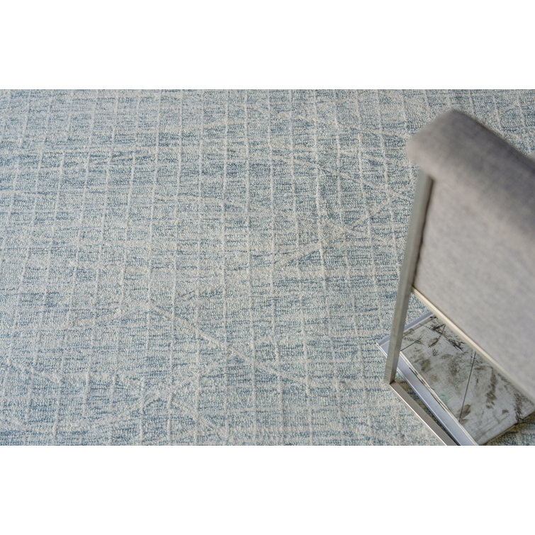Handmade Geometric Tufted Wool Rectangular Silver Area Rug