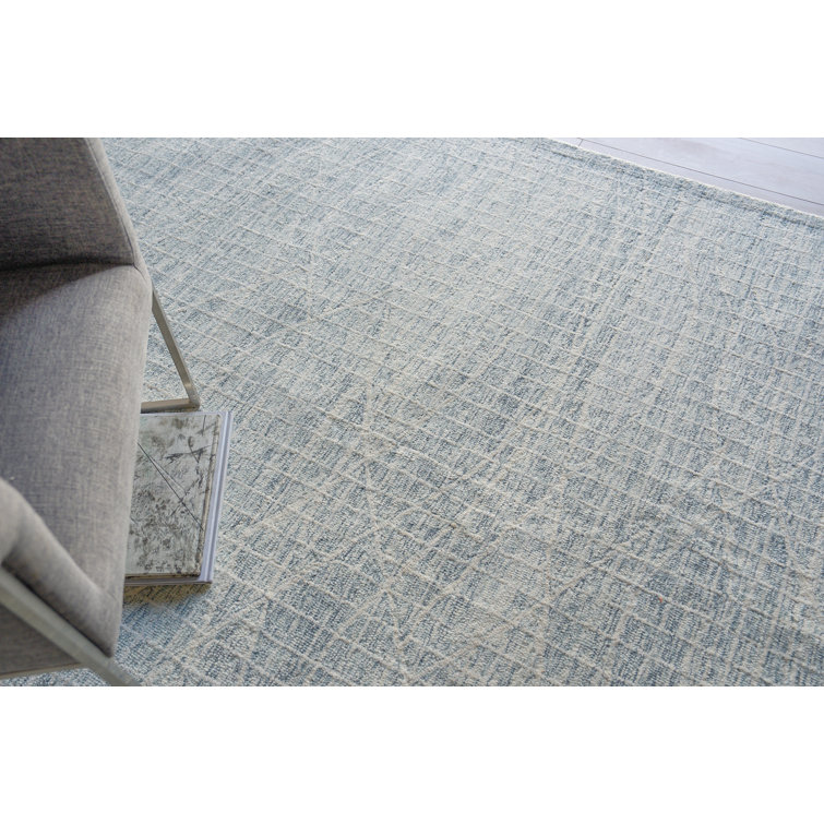 Handmade Geometric Tufted Wool Rectangular Silver Area Rug