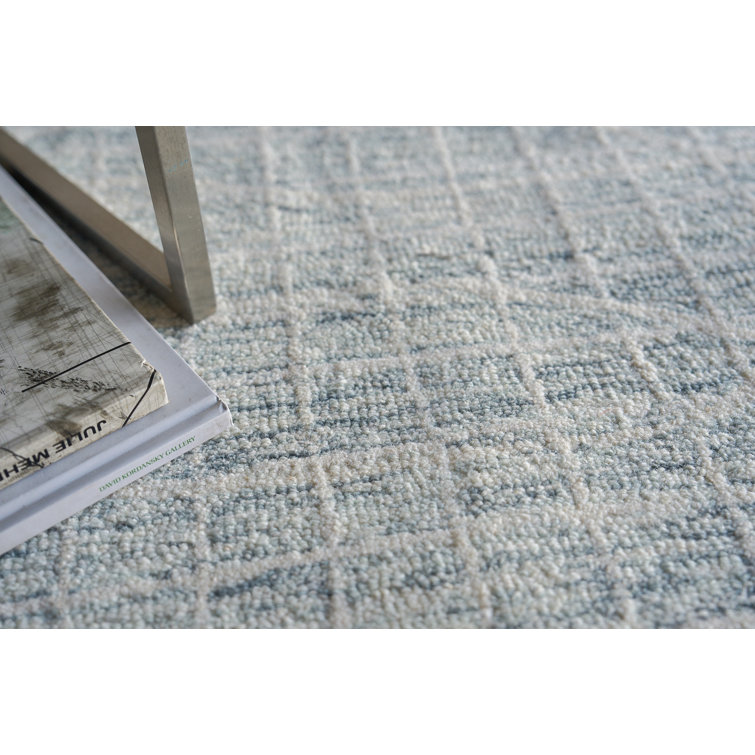 Handmade Geometric Tufted Wool Rectangular Silver Area Rug
