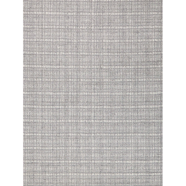 Ivory and Gray Hand-knotted Wool Rectangular Rug 9' x 12'