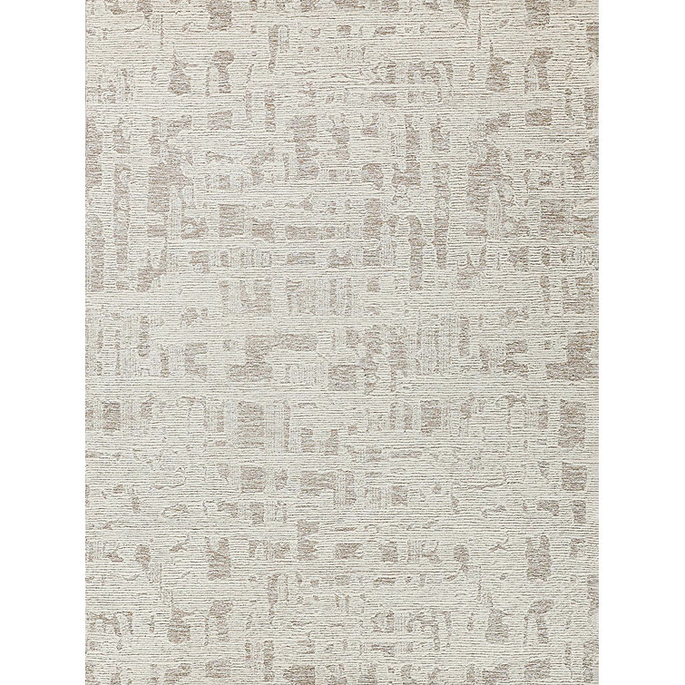 Handmade Beige and Ivory Wool Tufted Rectangular Rug 6' x 9'