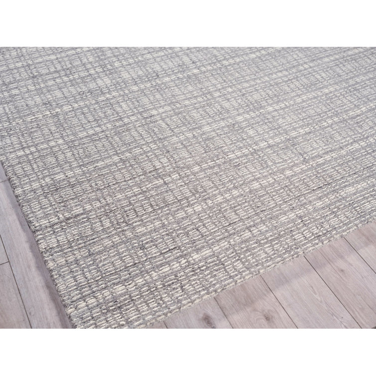 Ivory and Gray Hand-knotted Wool Rectangular Rug 9' x 12'