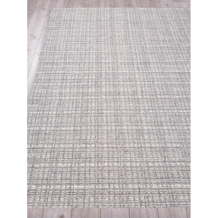 Ivory and Gray Hand-knotted Wool Rectangular Rug 9' x 12'