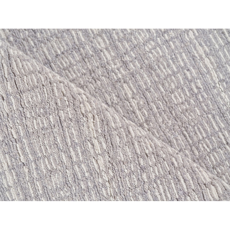 Ivory and Gray Hand-knotted Wool Rectangular Rug 9' x 12'