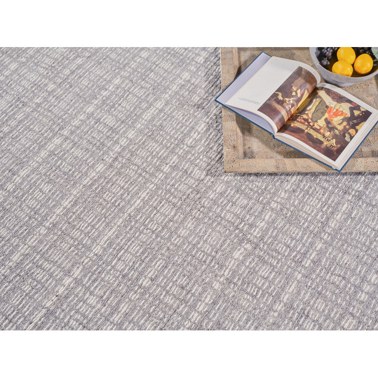 Ivory and Gray Hand-knotted Wool Rectangular Rug 9' x 12'