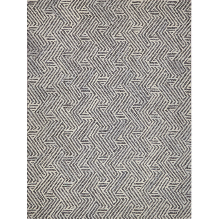 Ivory and Gray Hand-Tufted Wool Rectangular Area Rug 10' x 14'