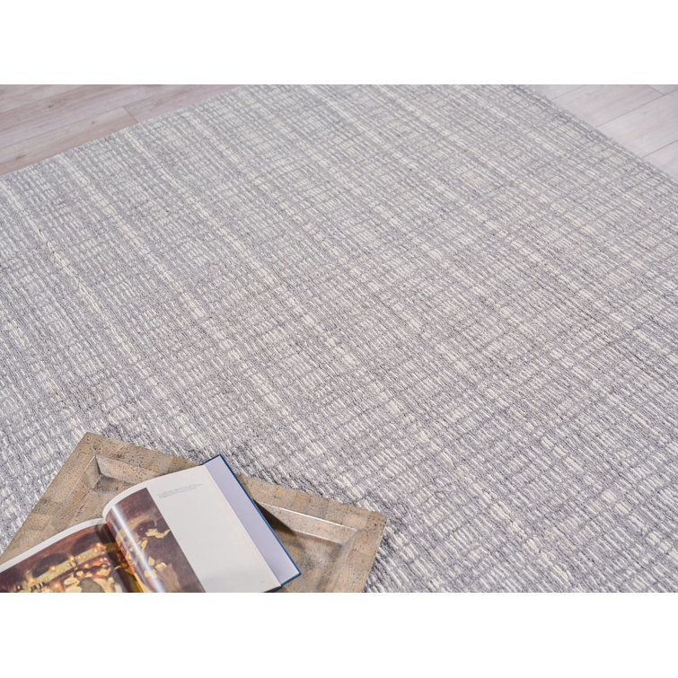 Ivory and Gray Hand-knotted Wool Rectangular Rug 9' x 12'
