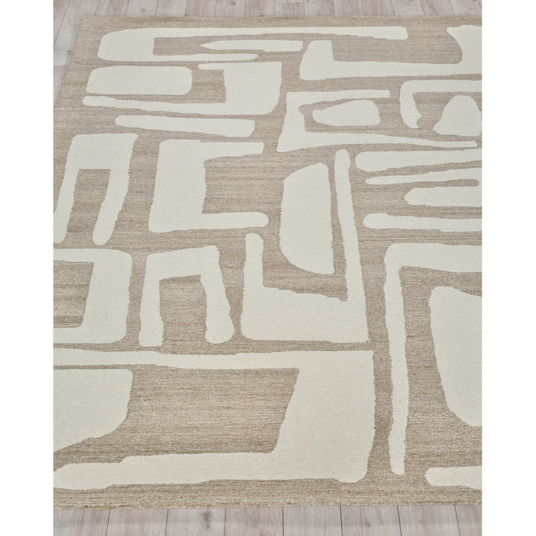 Camel and Ivory Hand-Tufted Wool 9' x 12' Rectangular Area Rug