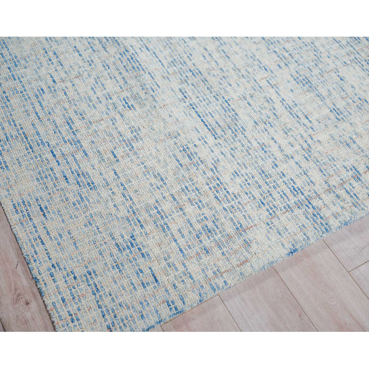 Ivory and Blue Hand-Tufted Wool Rectangular Rug, 12' x 15'