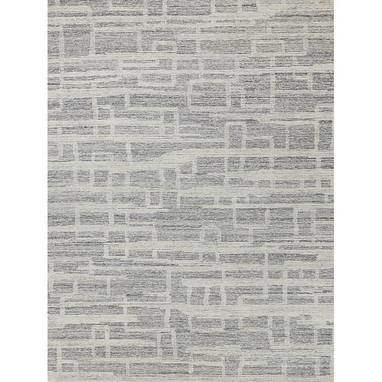 Ivory and Gray Hand-Tufted Wool Rectangular Area Rug 12' x 15'