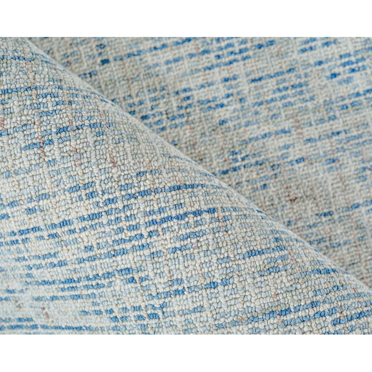 Ivory and Blue Hand-Tufted Wool Rectangular Rug, 12' x 15'