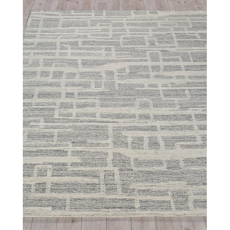 Ivory and Gray Hand-Tufted Wool Rectangular Area Rug 12' x 15'