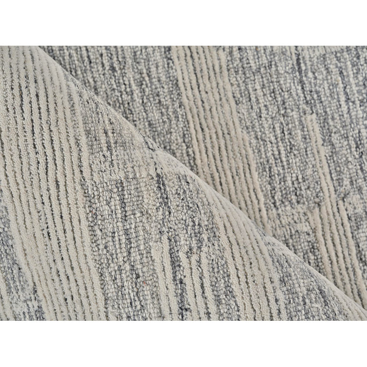 Ivory and Gray Hand-Tufted Wool Rectangular Area Rug 12' x 15'