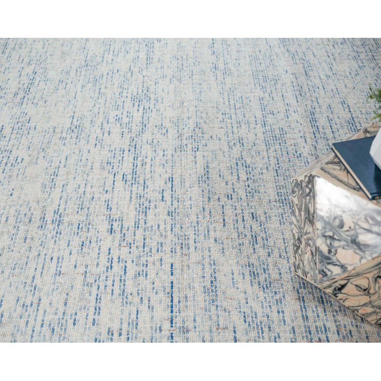 Ivory and Blue Hand-Tufted Wool Rectangular Rug, 12' x 15'