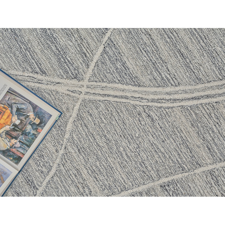 Ivory and Gray Hand-Tufted Wool Rectangular Rug 5' x 8'