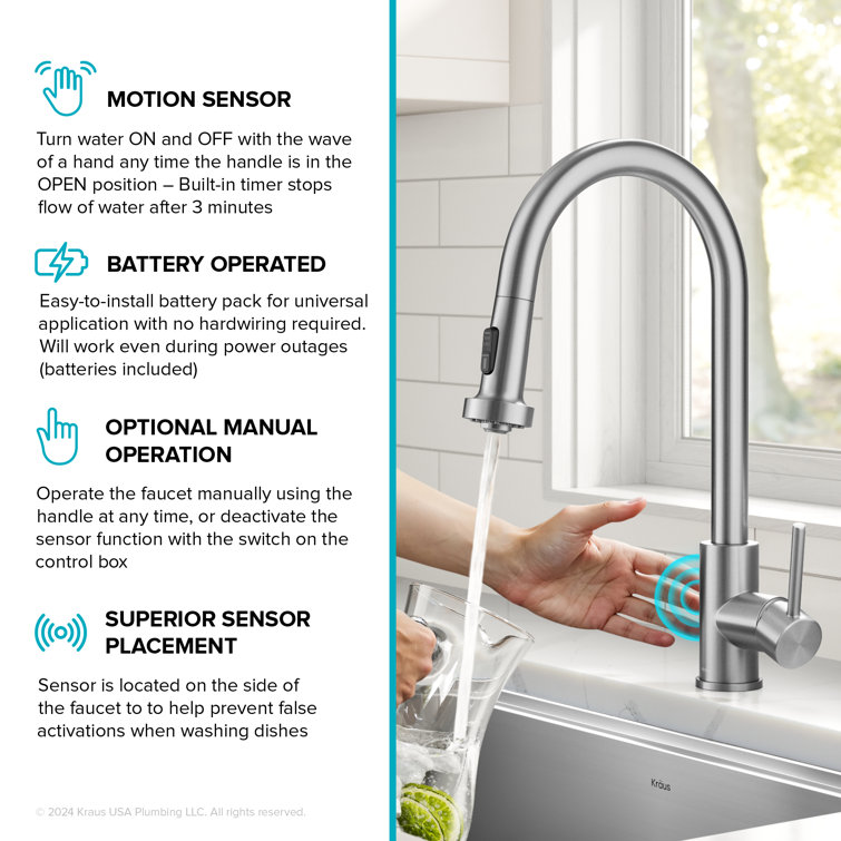Stainless Steel Touchless Kitchen Faucet with Pull-out Spray