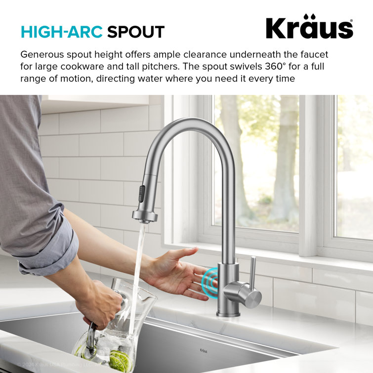 Stainless Steel Touchless Kitchen Faucet with Pull-out Spray