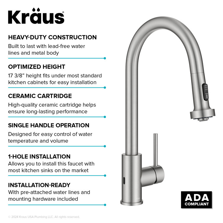 Stainless Steel Touchless Kitchen Faucet with Pull-out Spray