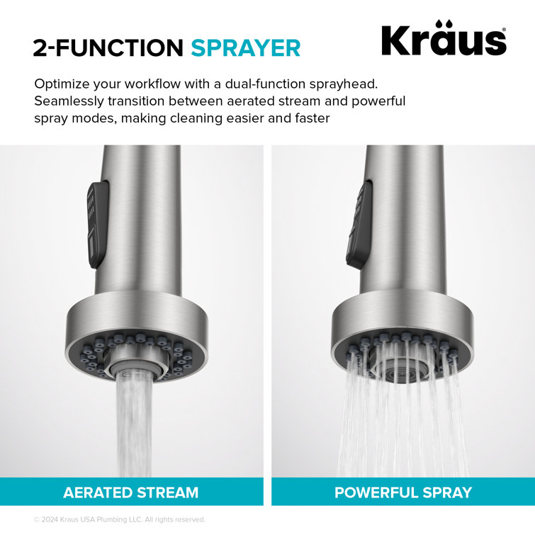 Brushed Brass Pull Down Kitchen Faucet with Spray