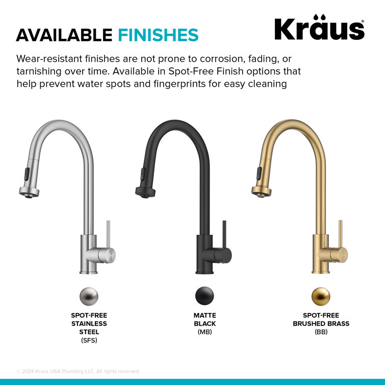 Brushed Brass Pull Down Kitchen Faucet with Spray