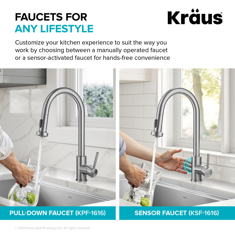 Stainless Steel Single Handle Pull Down Kitchen Faucet with Spray