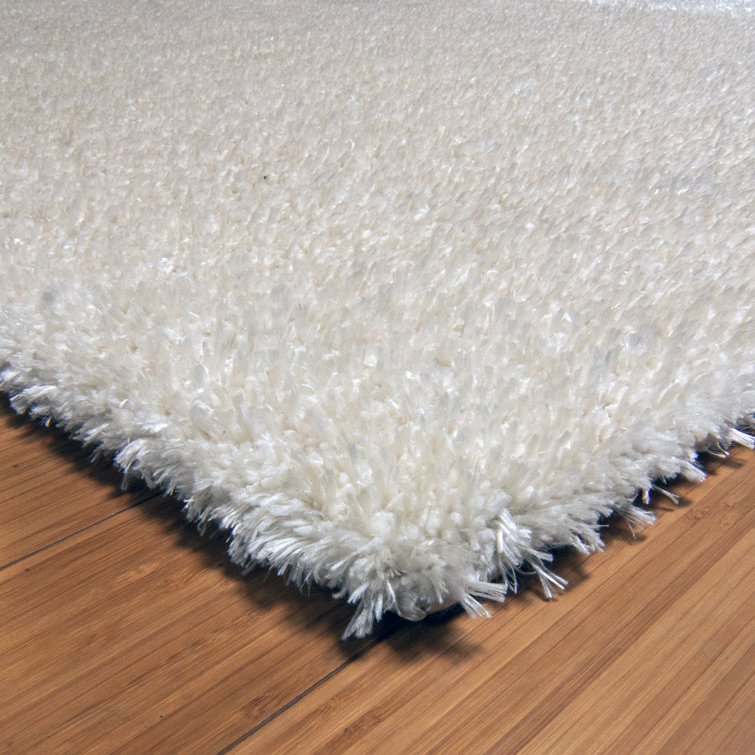 Ivory Tufted Shag Synthetic Easy Care Area Rug 31" x 72"