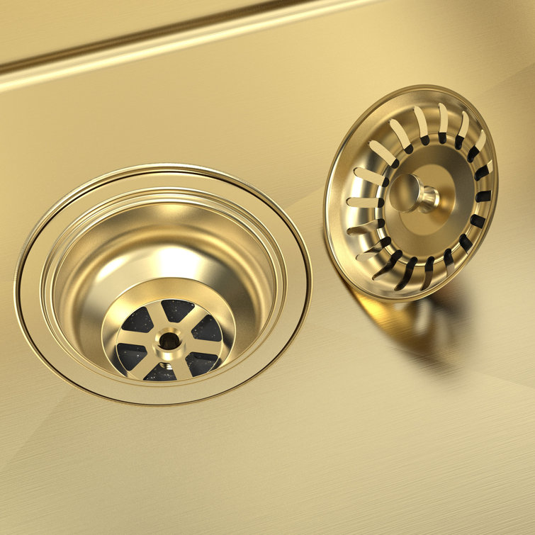 30'' Gold PVD Stainless Steel Single Bowl Drop-In Kitchen Sink