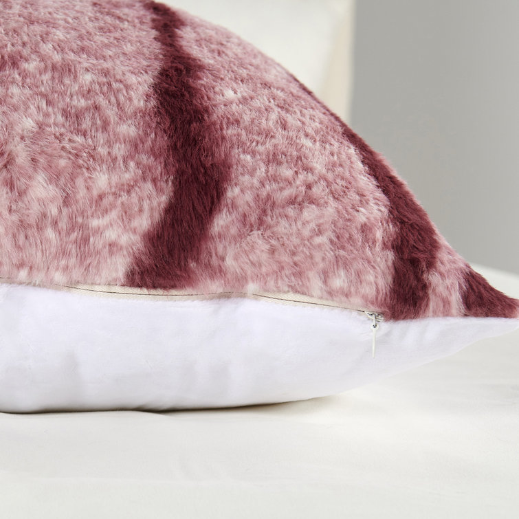 Woodrose Striped Faux Fur 20" x 20" Pillow Covers, Set of 2