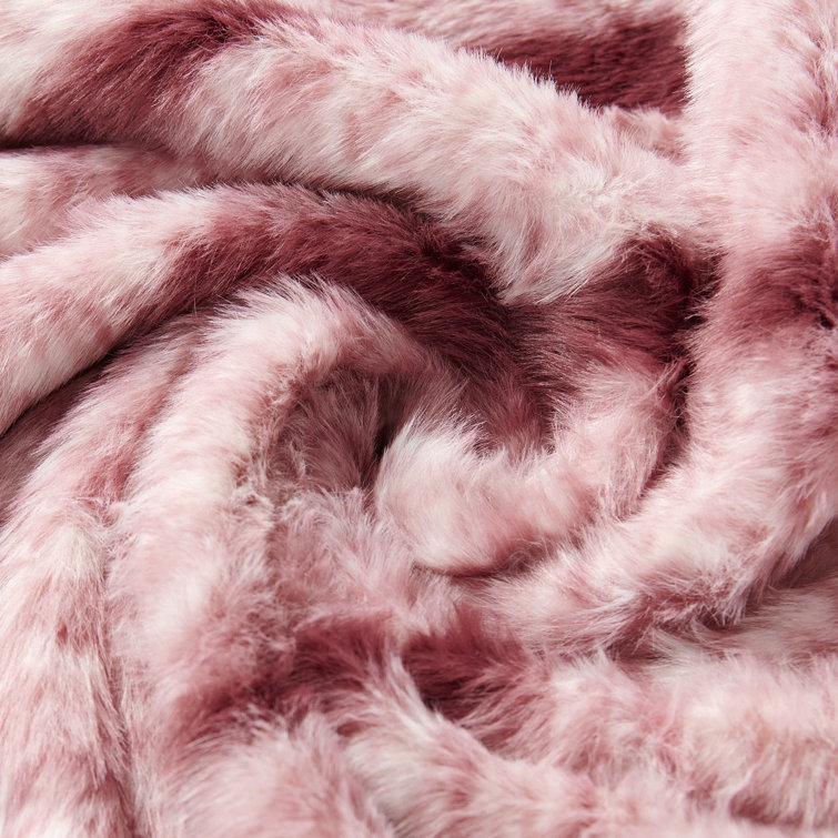 Woodrose Striped Faux Fur 20" x 20" Pillow Covers, Set of 2