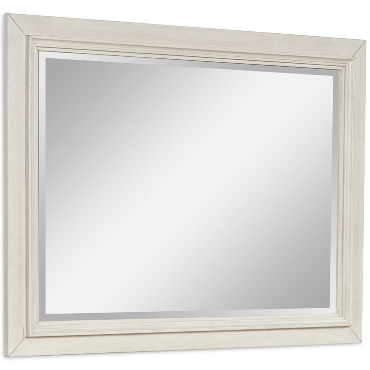 Cream Transitional Wood Framed Bedroom Mirror