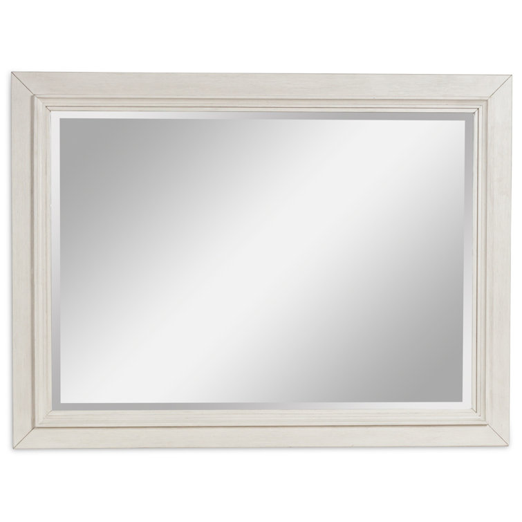 Cream Transitional Wood Framed Bedroom Mirror